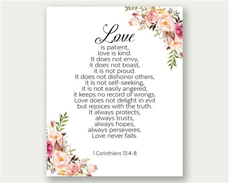 Love Is Patient Love Is Kind 1 Corinthians 134 8 Bible Print