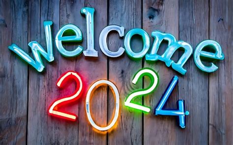 Premium Ai Image Welcome 2024 Colorful Text Effects For The Happy New