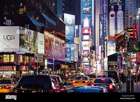 The Usa New York City Times Square Broadway Street Scene Stock