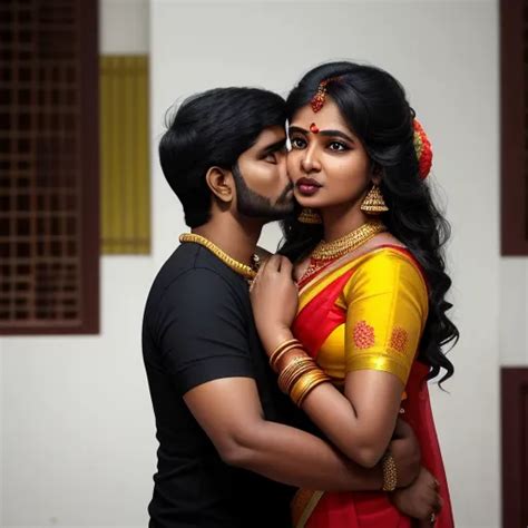 Ai Generated Images Tamil Women With Saree Kissing Her Husband