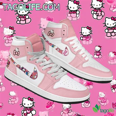 Pink Cute Hello Kitty Air Jordan High Top Shoes Tagolife