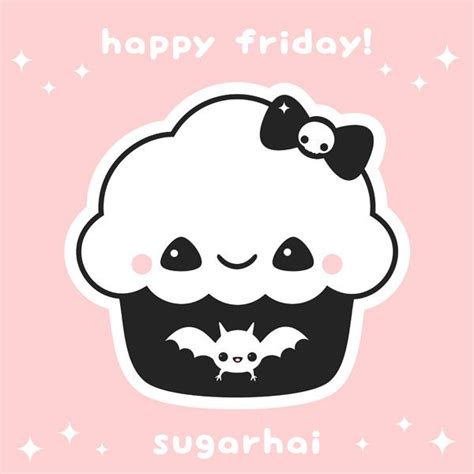 Happy Friday Cupcake From Sugarhai Cute Kawaii Drawings Cute