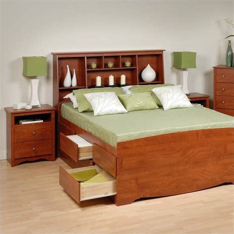 Some of these beds come with unique. Cherry Queen Wood Platform Storage Bed 3 Piece Bedroom Set ...