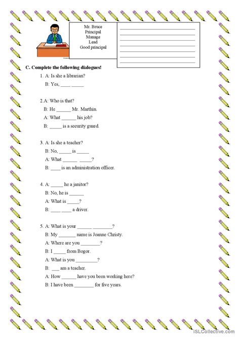 People At School English Esl Worksheets Pdf And Doc