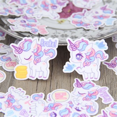 40pcspack Colorful Kawaii Animal Lovely Purple Unicorns Decorative