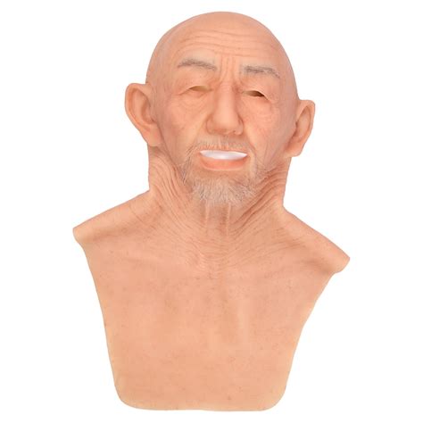 Realistic Human Face Silicone Realistic Full Head Mask Oldman Party