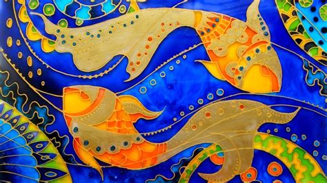 Abstract Glass Painting Of Gold Fish Youtube