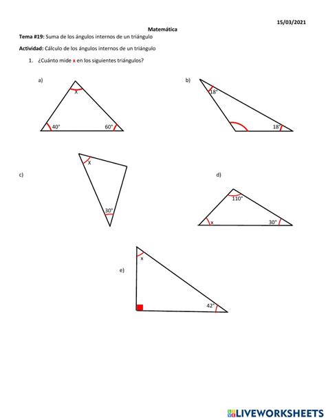 Ejercicio De Cálculo De Los ángulos Internos De Un Triángulo
