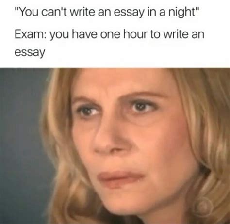 Confused Meme About How You Cant Write An Essay In One Night Vs How