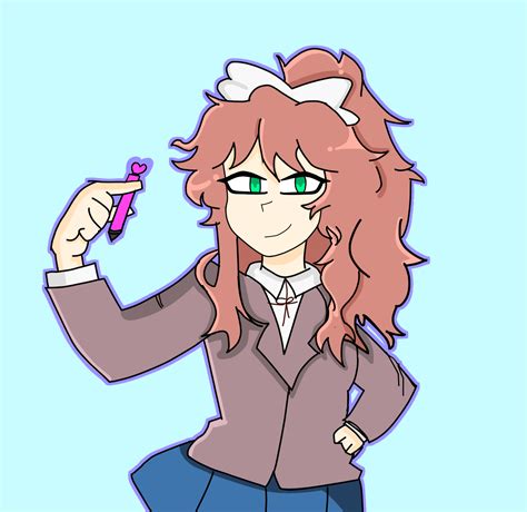Just Monika From Ddlc Repost Because The Pen Looks Sus