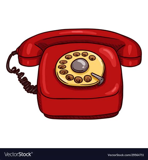 Cartoon Classic Red Rotary Telephone Royalty Free Vector