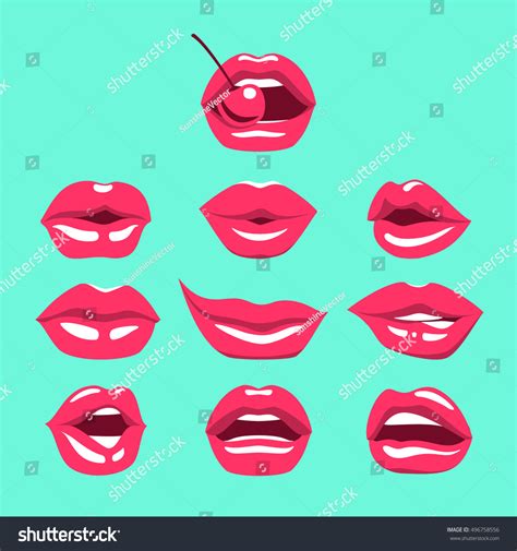 female sexy lips set on sweet stock vector royalty free 496758556