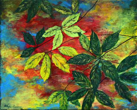 Abstract Leaves Painting By Alexis Baranek Artmajeur