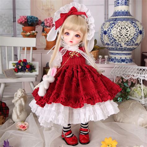 New Arrival 14 16 Bjd Doll Lovely Clothes Red Dress For Bjd Dolls