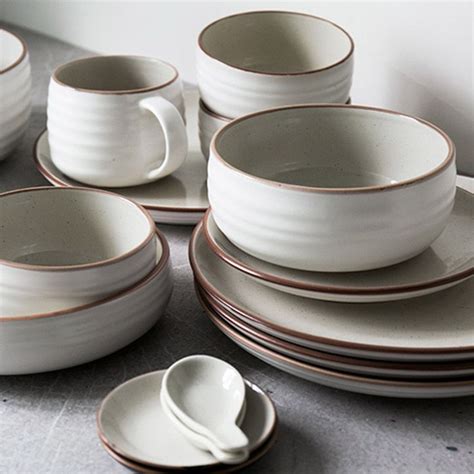 12pcsset Ceramic Bowl Plates Dinnerware Sets Kitchenware Rice Bowl Mug