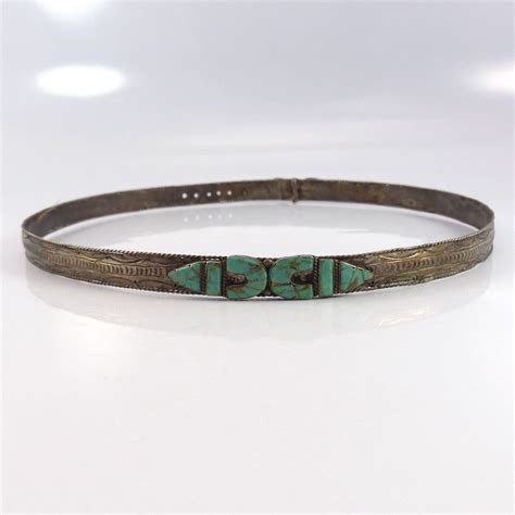 Vintage Sterling Silver Hat Band With Channel Inlaid Buckle Designs