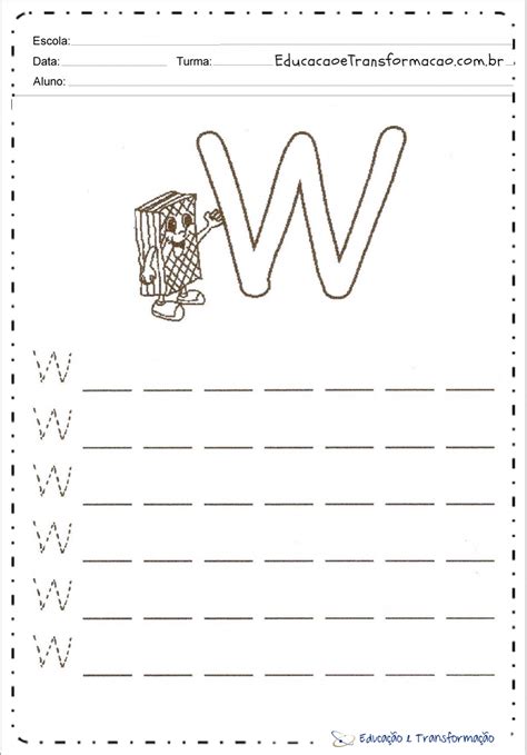 Atividades De Pontilhado Com A Letra W Para Imprimir Educa O E