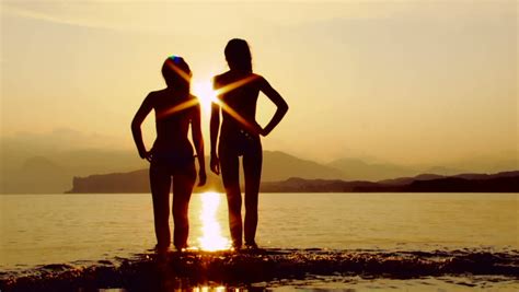 Couple Silhouette At The Beach Sunset Light Stock Footage Video 3599840 Shutterstock