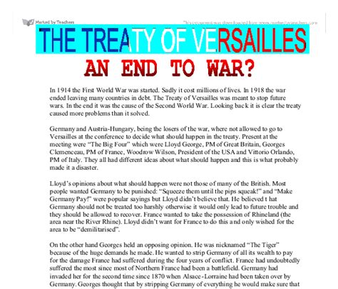The Treaty Of Versailles Gcse History Marked By