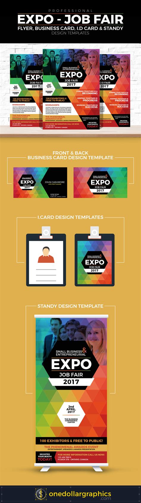 Use a word business card template to design your own custom cards by adding a logo or tagline. Professional Expo-Job Fair Flyer, Business Card, I.D Card ...