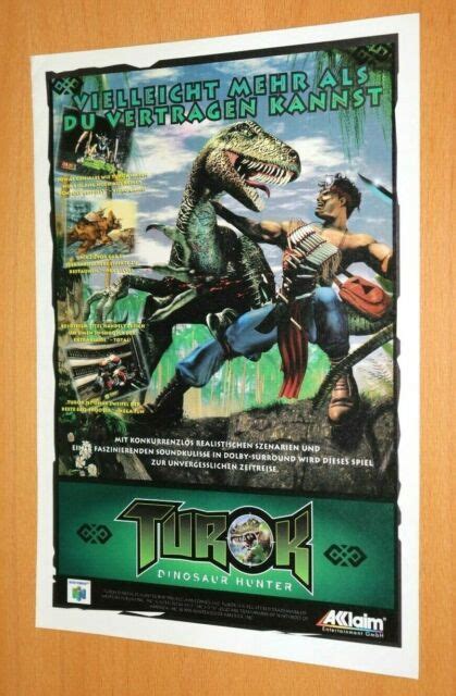 1996 Turok Dinosaur Hunter Nintendo 64 N64 Vintage Promo Poster Ad