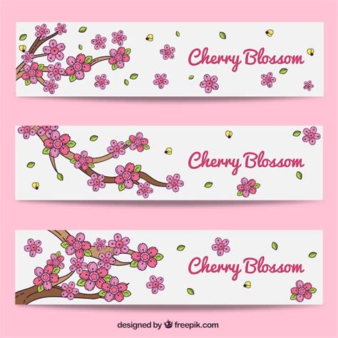 Free Vector Decorative Cherry Blossoms Banners