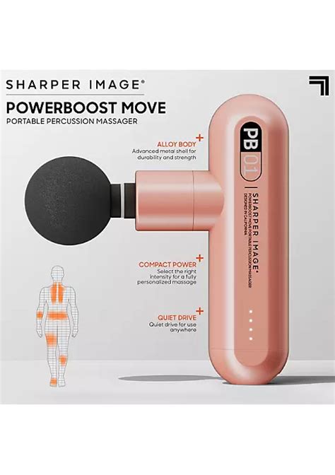 Sharper Image Powerboost Move Deep Tissue Portable Percussion Massager Massage Gun W 4