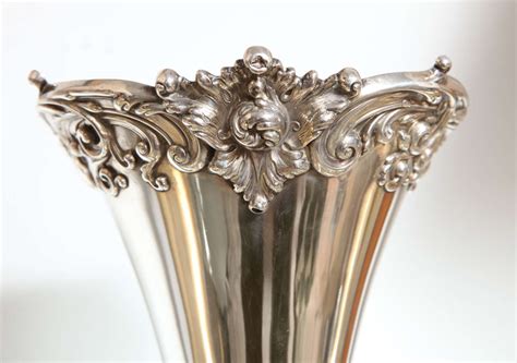 Repoussé Sterling Silver Trumpet Vase at 1stdibs