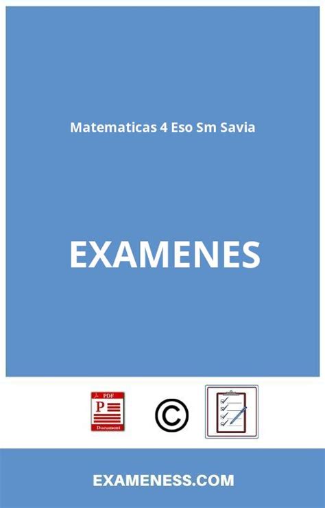 DESCARGAR PDF - ABRIR | Examenes Matematicas 4 Eso Sm Savia 】 2022