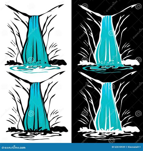 Waterfall Stock Vector Illustration Of Blue Outline 62610939