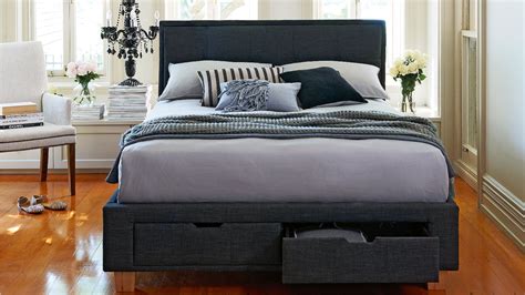 Halo Bed Frame With Storage Charcoal Domayne