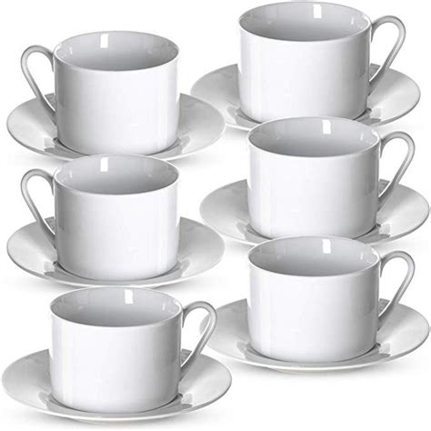 Klikel Tea Cups And Saucers Set White Tea Cups White Coffee Mugs