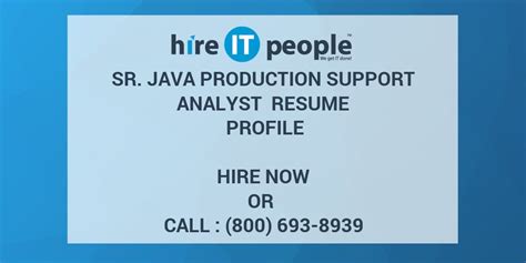 Sr Java Production Support Analyst Resume Profile Hire It People We Get It Done