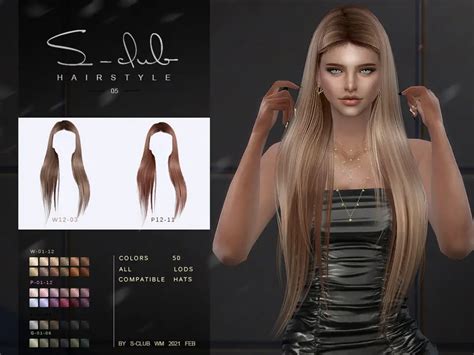 Long Hair 202105 By S Club ~ The Sims Resource Sims 4 Hairs