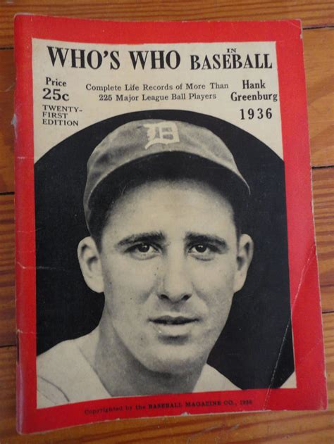Whos Who In Baseball 1936 Hank Greenberg Etsy Hank Greenberg