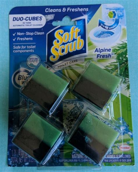 soft scrub alpine fresh 4 count duo cubes blue water in tank toilet