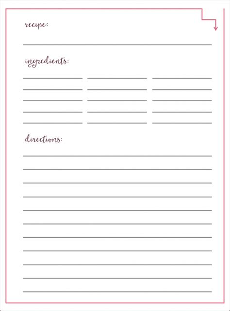 Fill In Blank Printable Editable Recipe Card Template Ad Custom Recipe