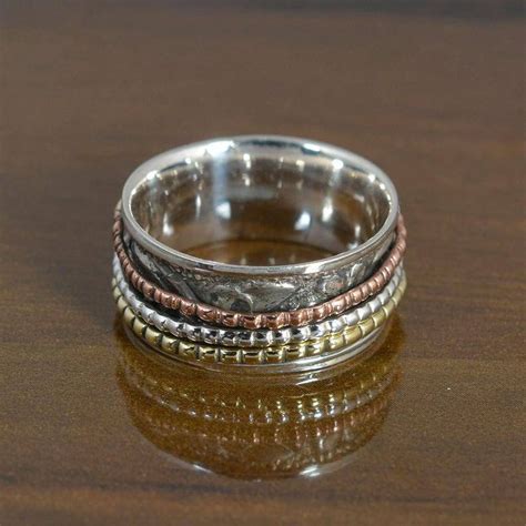 Anxiety Ring Silver Spinner Ring 925 Sterling Silver Spinner Etsy