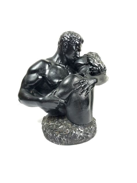 Kissing Couple Sculpture Couple Figurine Blacksilver Ceramic Figure