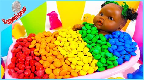 Learn The Colors With Baby Doll Mandms Chocolate Bath Learnthecolors