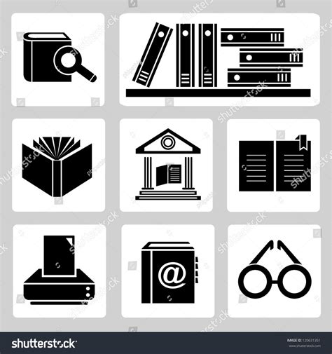 Library Icons Set Stock Vector 120631351 Shutterstock