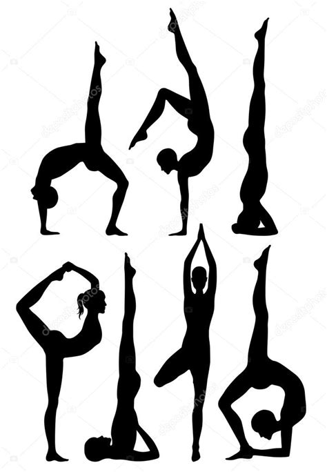 Yoga Poses Silhouettes — Stock Vector © Anilin 17054005