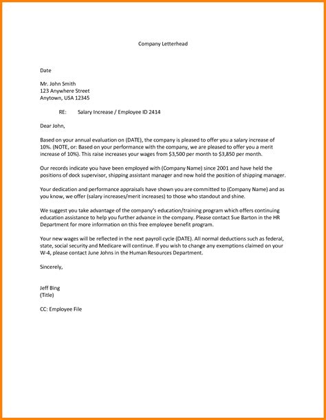 salary increase letter template sales slip template