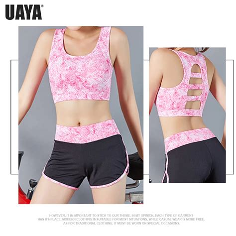 Uaya Women High Impact Sports Bra Hollow Out Seamless Yoga Bra Crop Tops For Fitness Padded