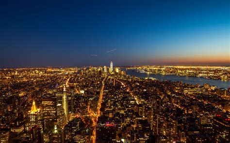 Download Wallpaper 3840x2400 New York Usa Night City Top View 4k