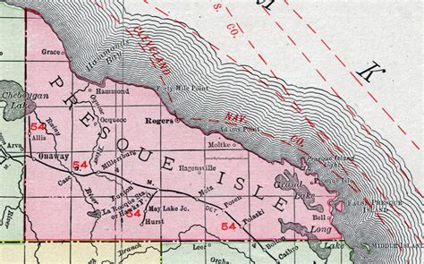 Presque Isle County Michigan 1911 Map Rand Mcnally Rogers City