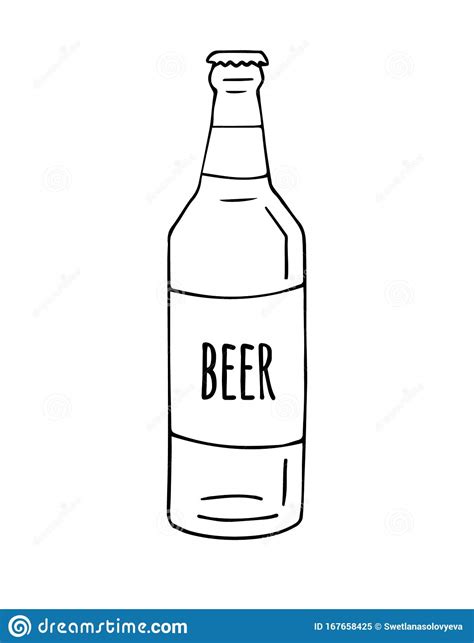 Two male hands holding and clinking with beer glasses and bottle. Vector Hand Drawn Sketch Doodle Beer Bottle Stock ...