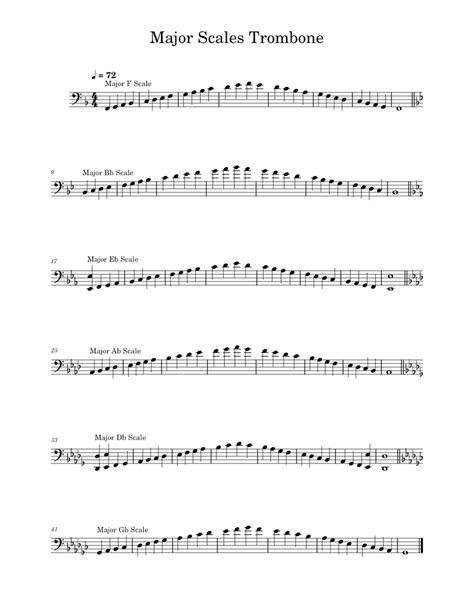 Major Scales Trombone Sheet Music For Trombone Solo