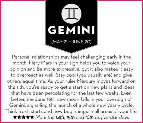 Geminis born on june 12 are lovely speakers and presenters. Get your June 2015 horoscope - Chatelaine