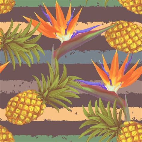 Hand Drawn Seamless Pattern With Pineapple In Vector Stock Vector Image